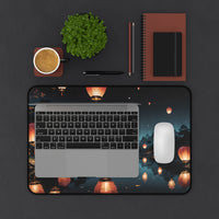 Floating Lantern at Night Desk Mat