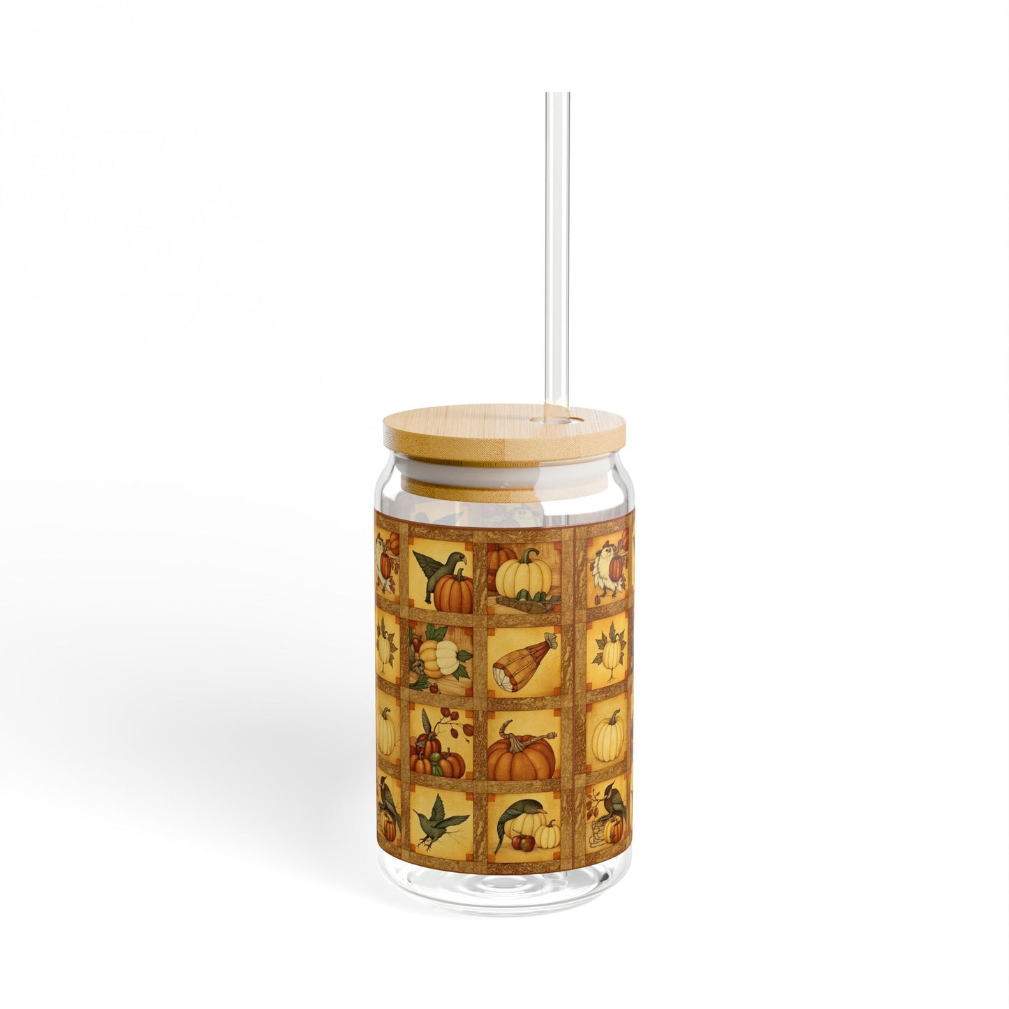 Autumn Harvest Quilt Patch Sipper Glass