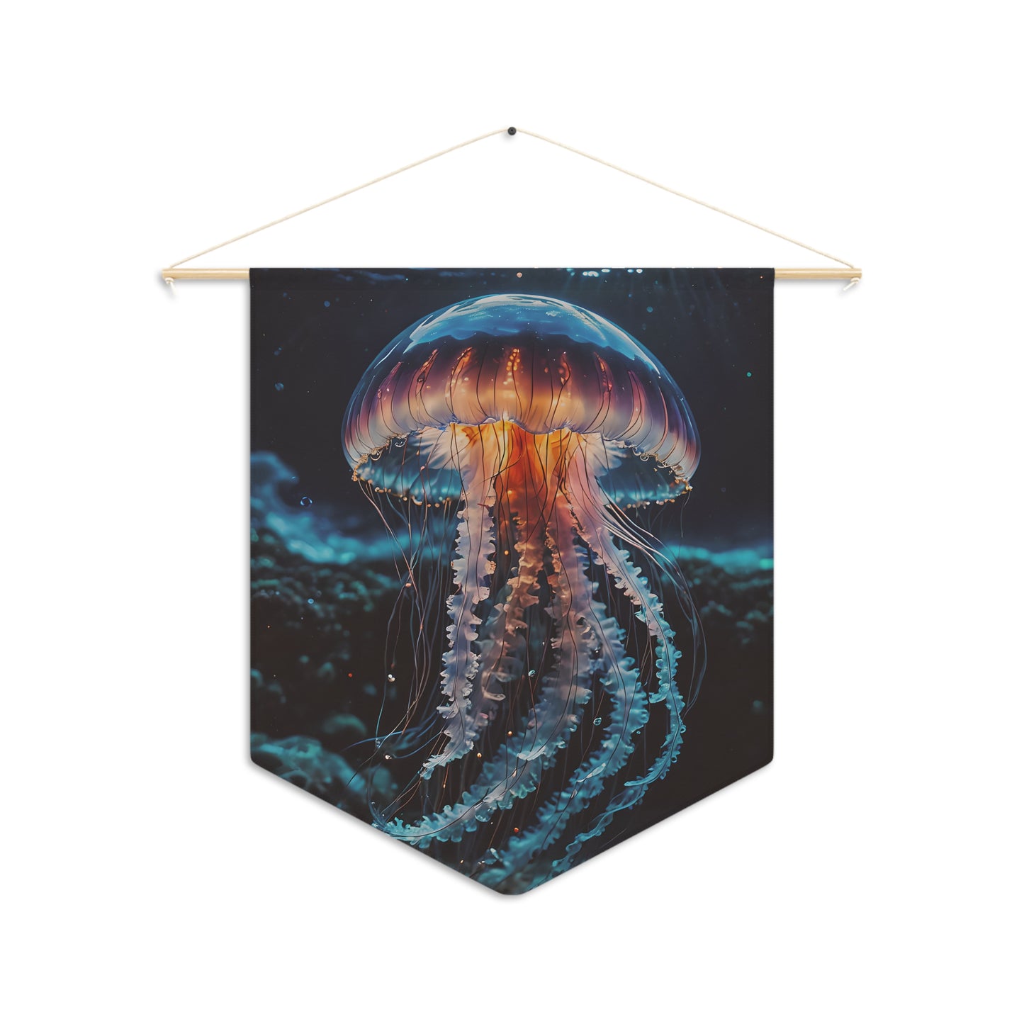 Deep Blue Jellyfish Pennant Wall Decor