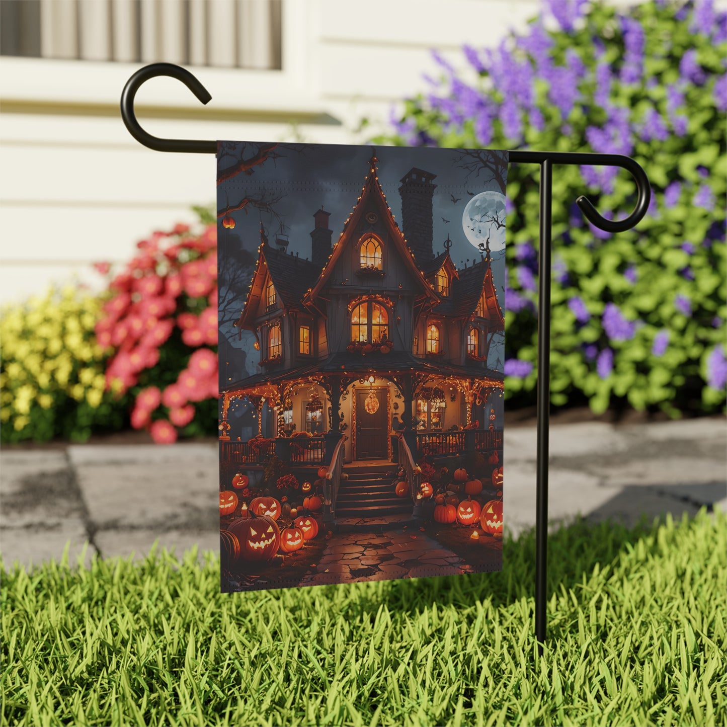 Halloween Haunted House Garden Flag