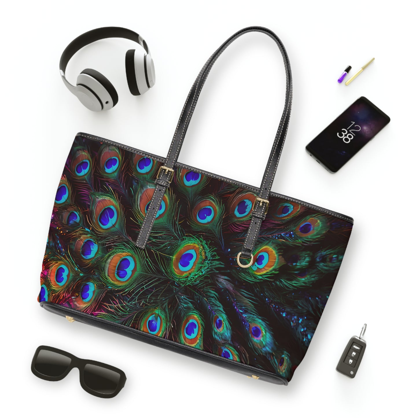 Peacock Feather PU Shoulder Bag