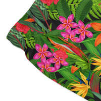 Vibrant Hibiscus & Plumeria Swim Trunks