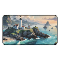 Coastal Seaside Lighthouse Desk Mat