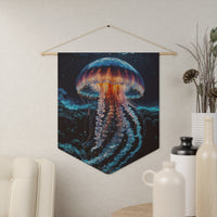 Deep Blue Jellyfish Pennant Wall Decor