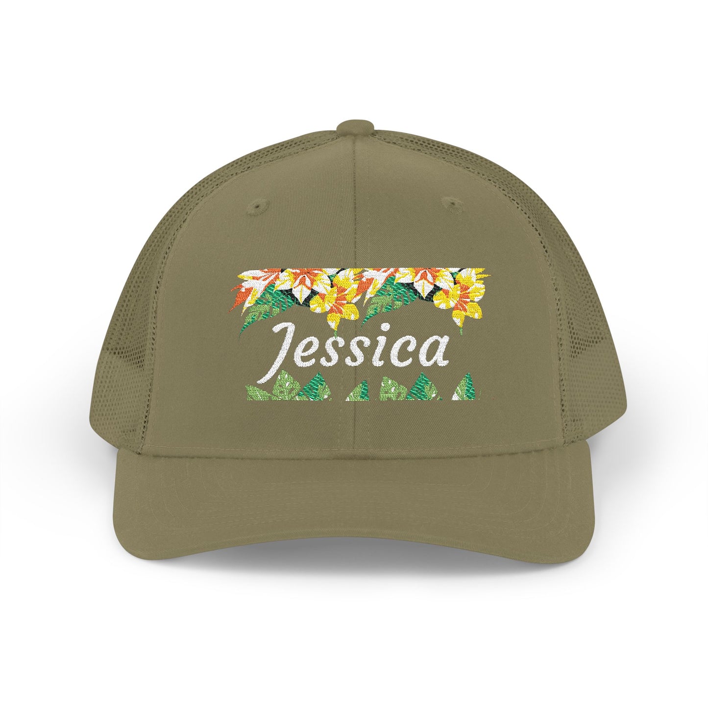 Personalized Embroidered Floral Name Trucker Cap