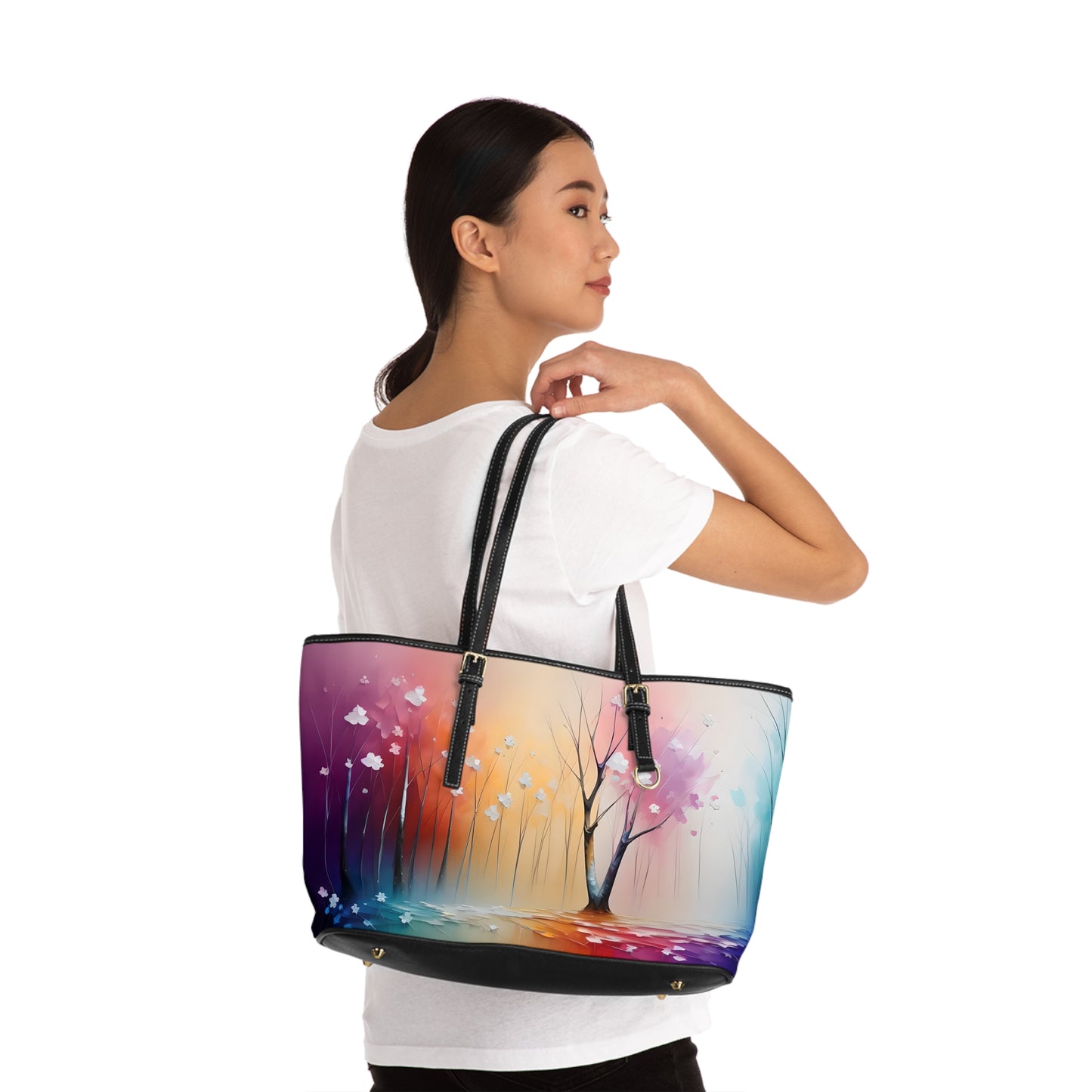 Artistic Tree Landscape PU Leather Shoulder Bag