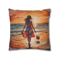 Sunset Beach Walk Pillowcase