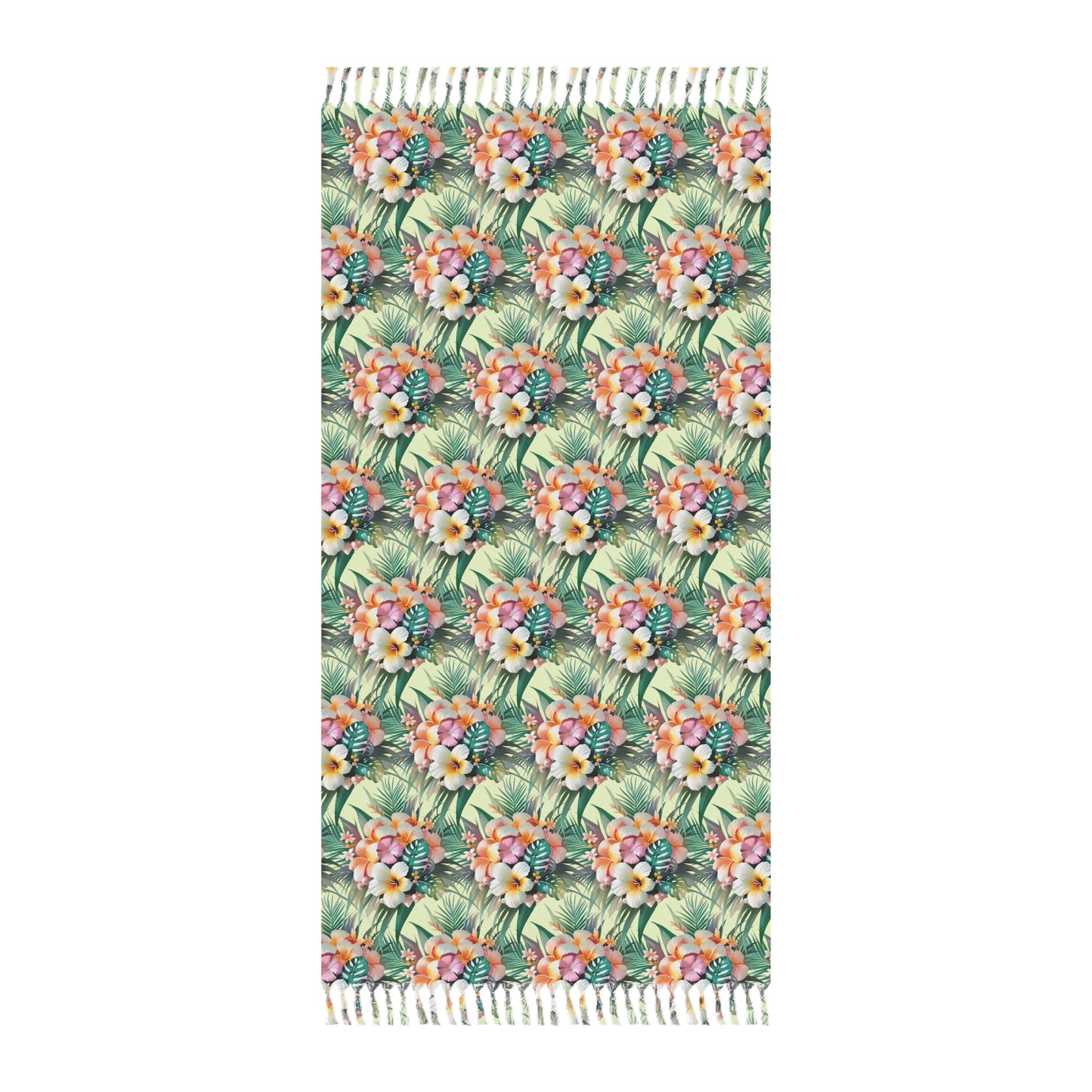 Floral Palm Leaves Boho Beach Towel