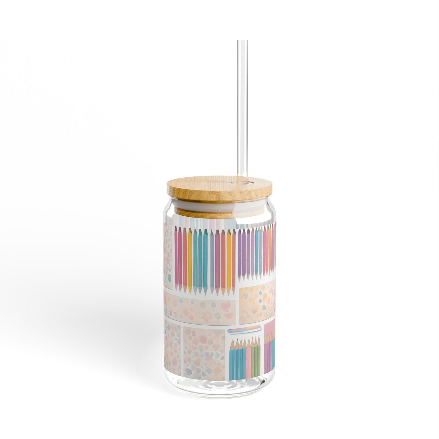Pastel Colored Pencils and Supplies Sipper Glass