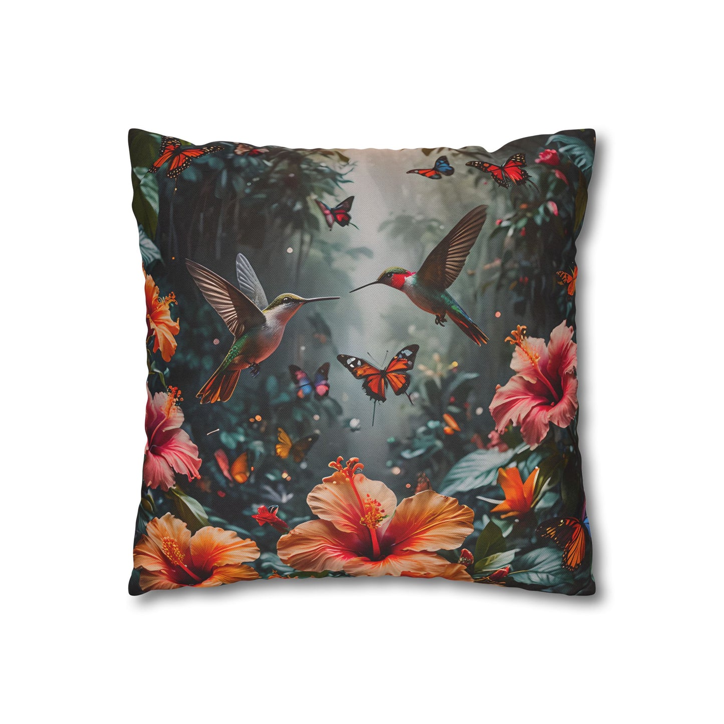 Hummingbird & Hibiscus Decorative Pillowcase
