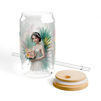 Tropical Floral Bridal Sipper Glass