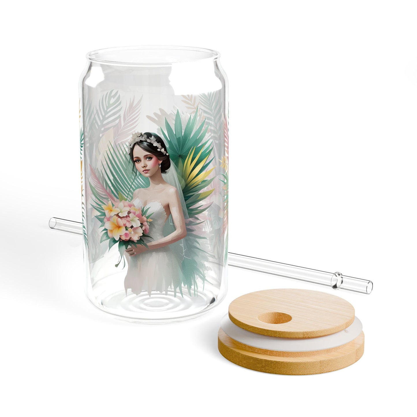 Tropical Floral Bridal Sipper Glass