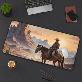 Western Cowboy Sunset Desk Mat