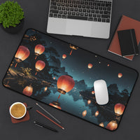Floating Lantern at Night Desk Mat