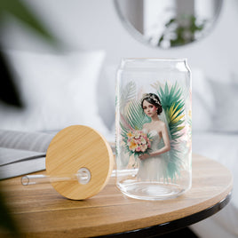 Tropical Floral Bridal Sipper Glass