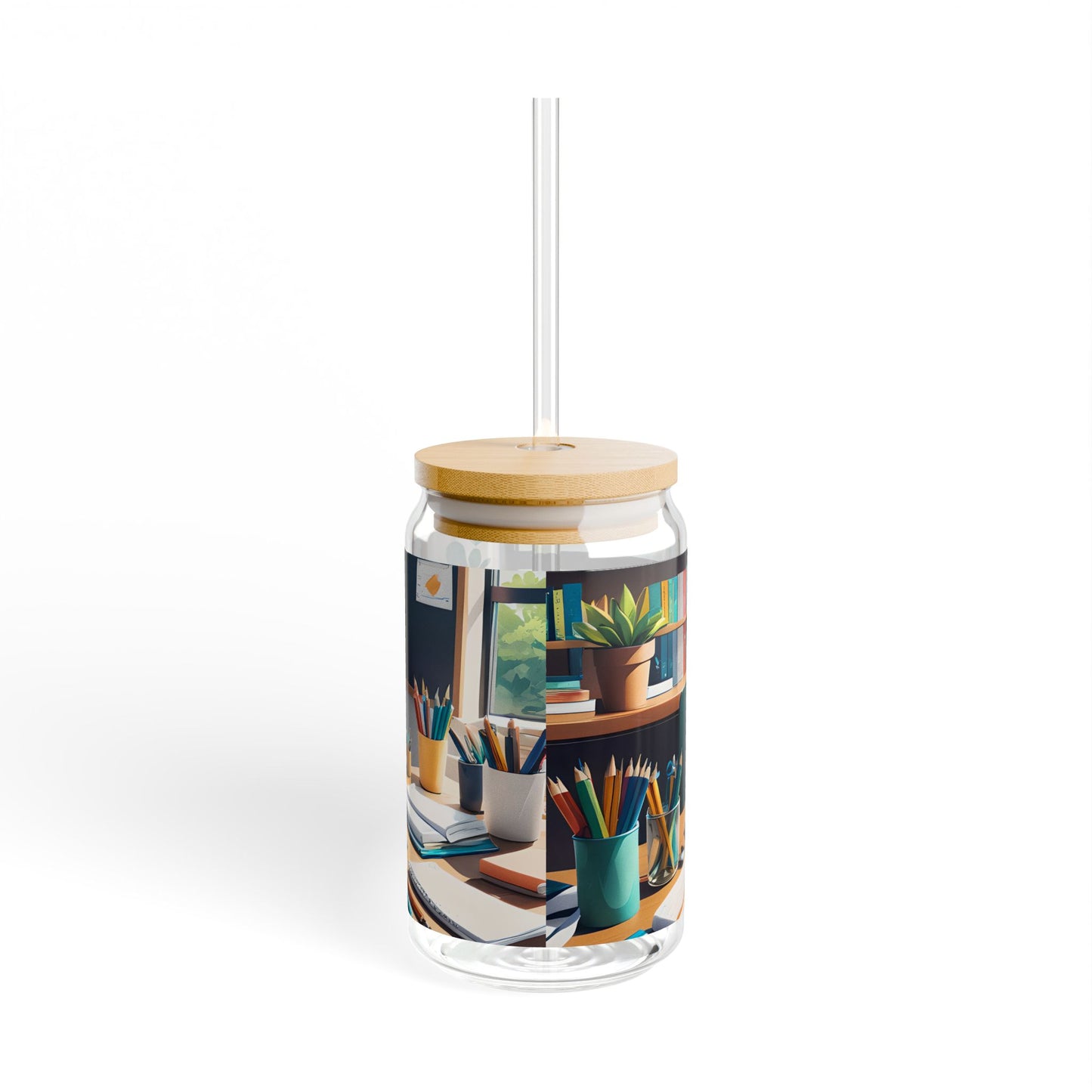 Cozy Teachers Study Desk Sipper Glass