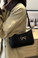 Bow Trim PU Leather Shoulder Bag