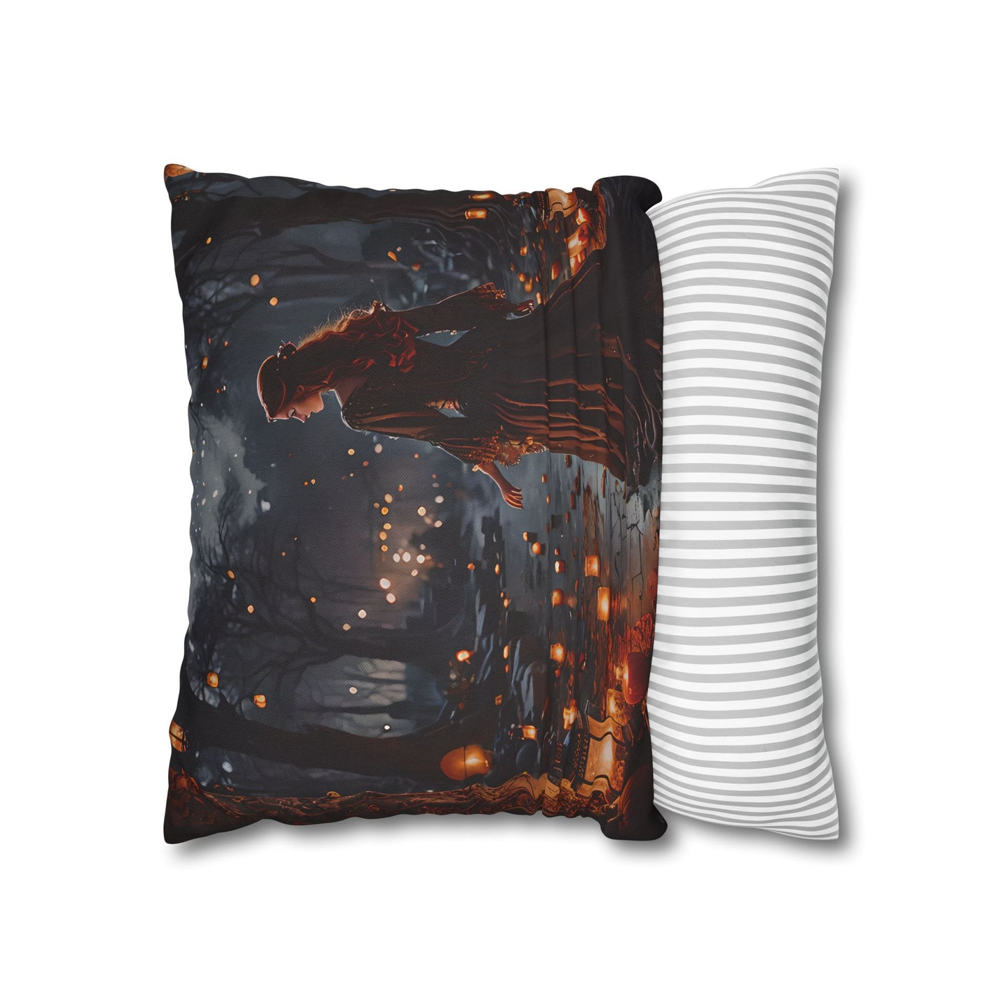 Mystical Lantern Forest Pillow Cover