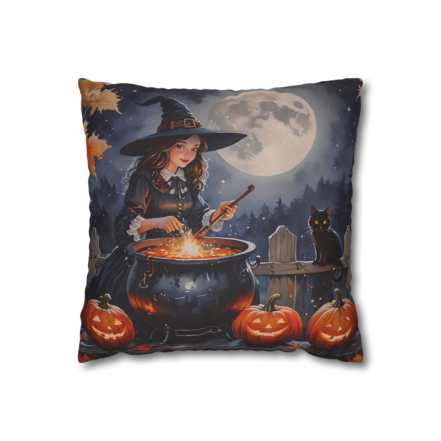 Cute Witch Cauldron Pillow Cover
