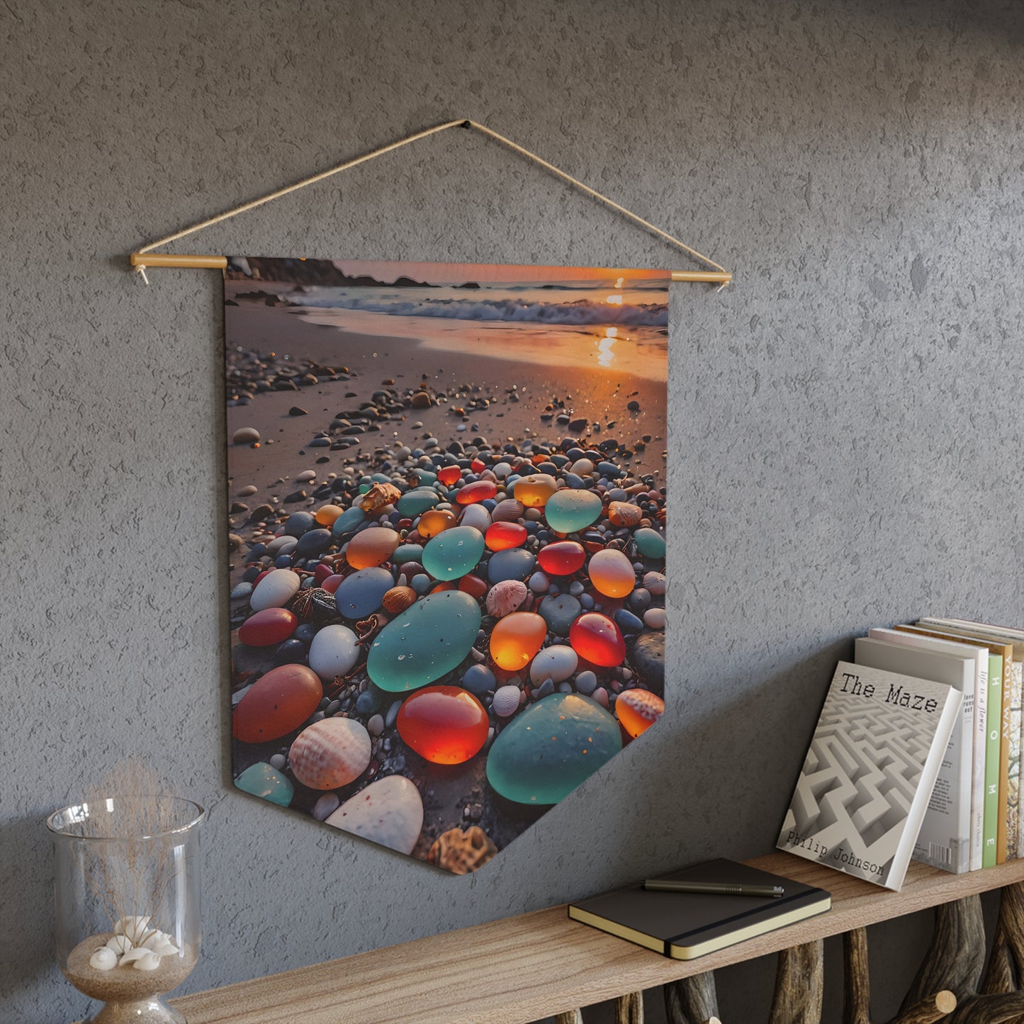 Colorful Sea Glass Beach Pennant Wall Decor