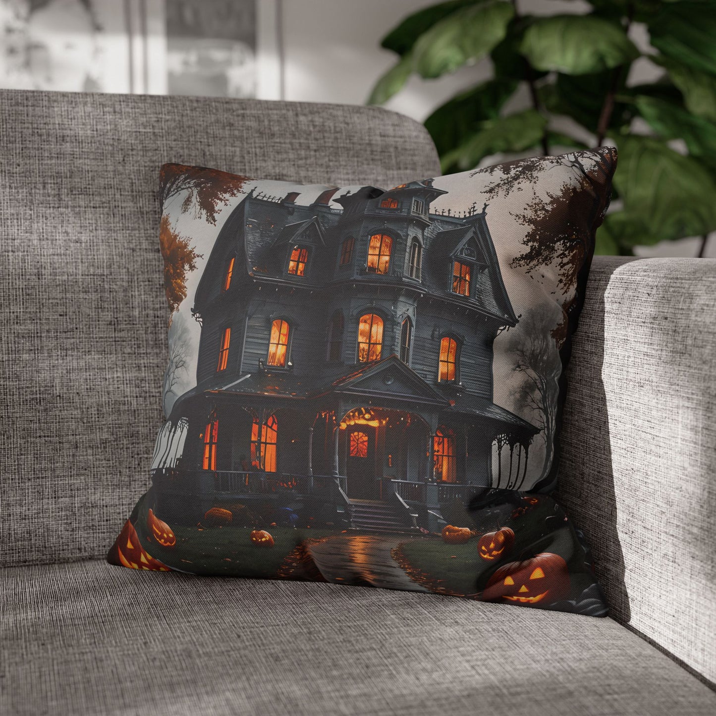 Haunted Victorian Mansion Pillow Cover