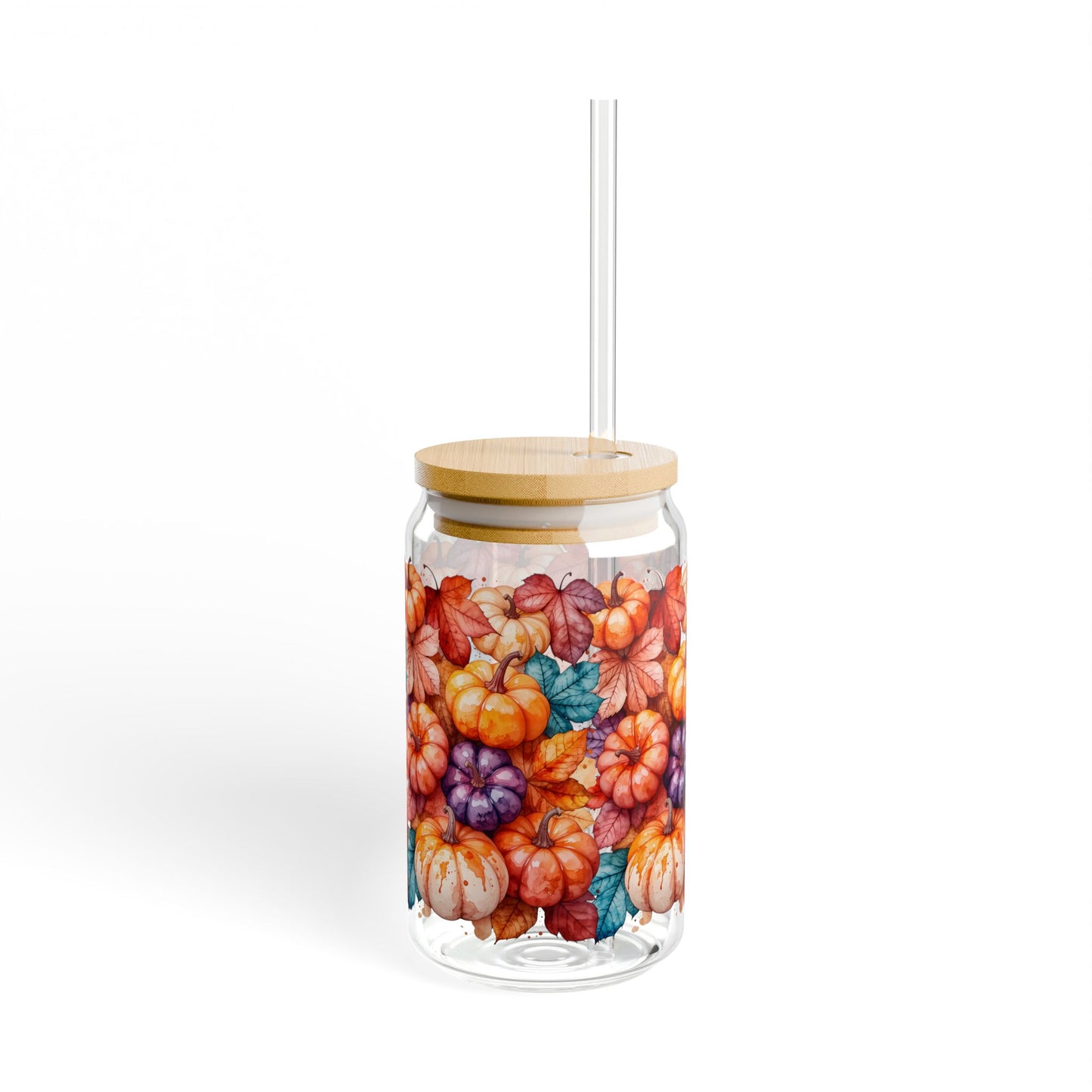 Autumn Colorful Pumpkins Sipper Glass