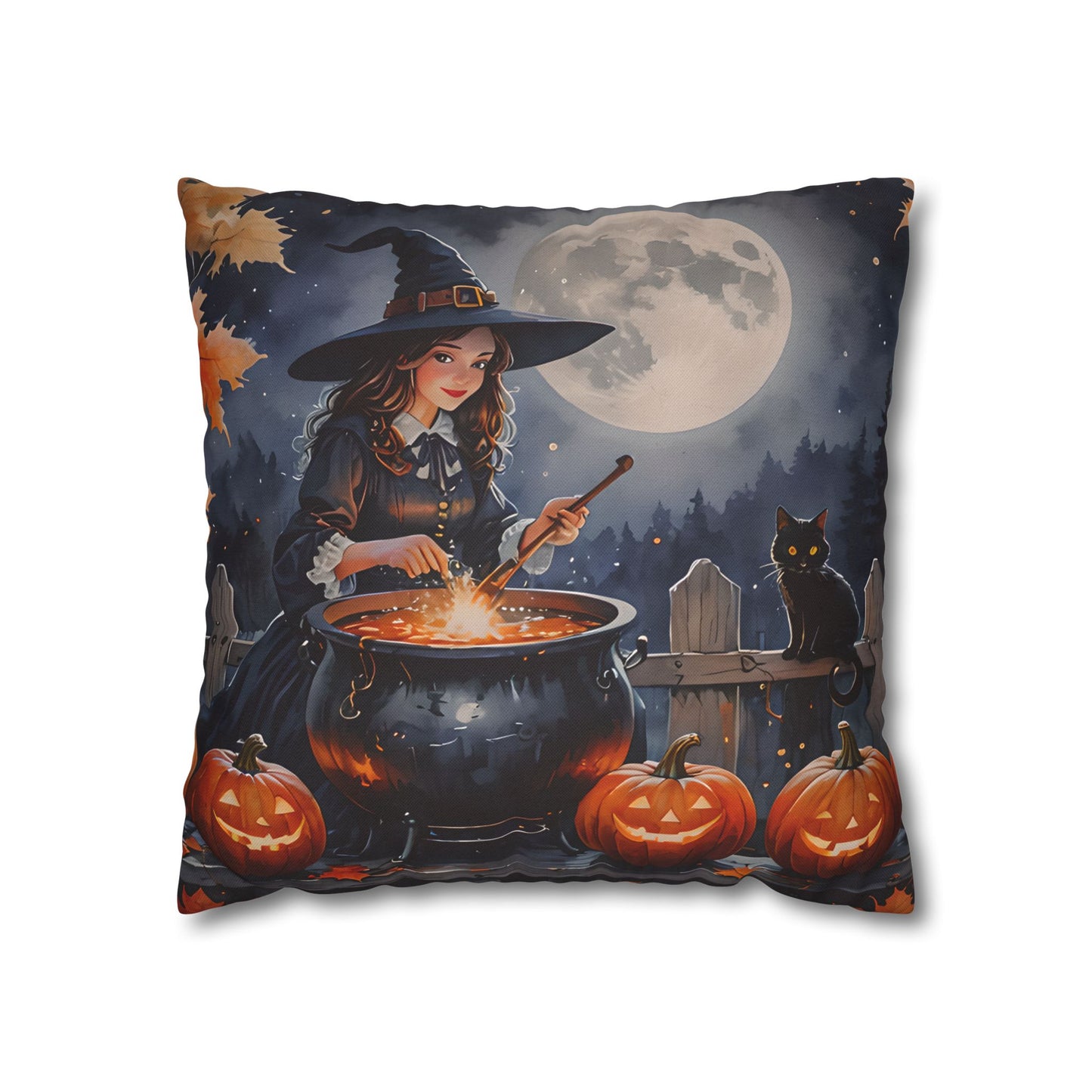 Cute Witch Cauldron Pillow Cover