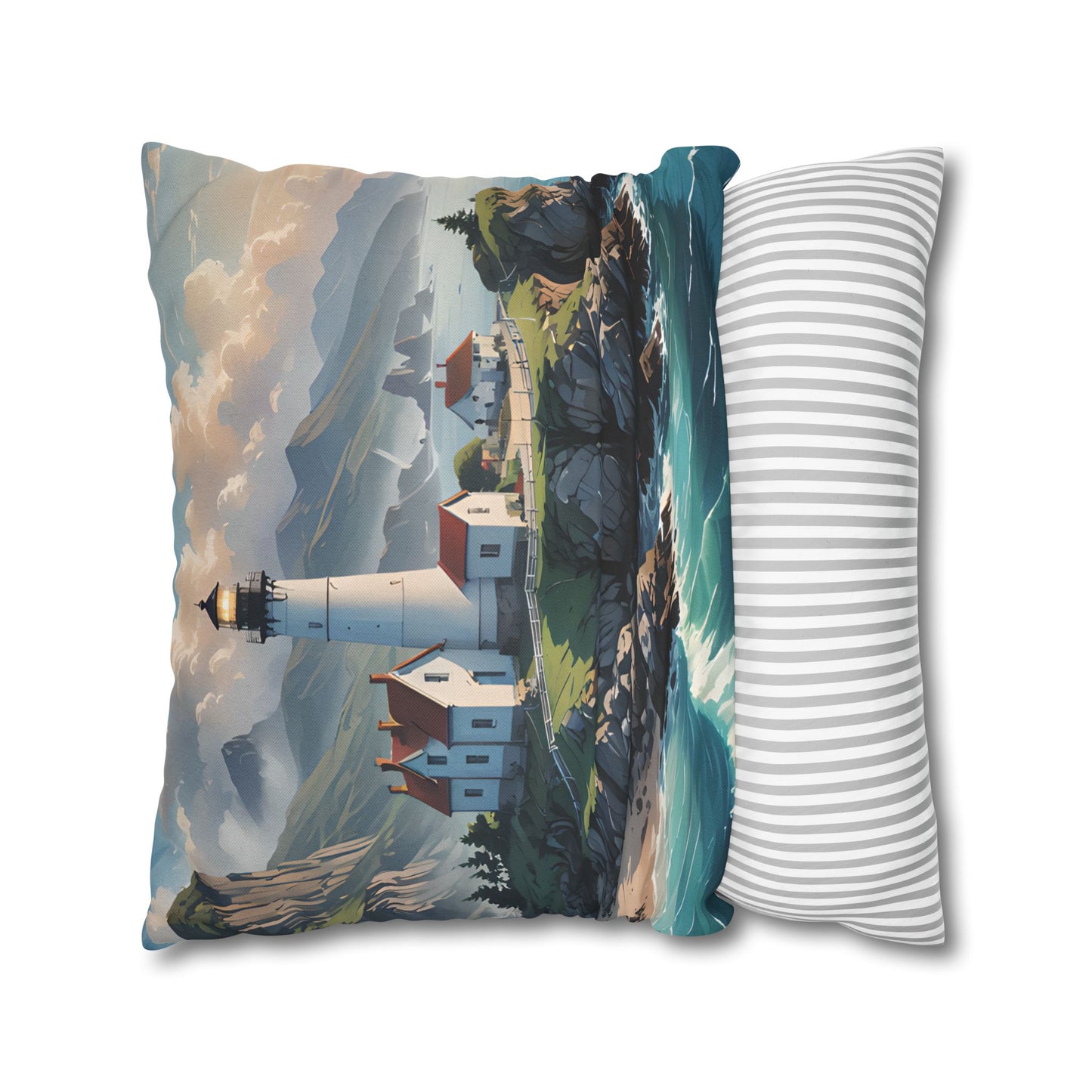 Coastal Lighthouse Pillow Cover