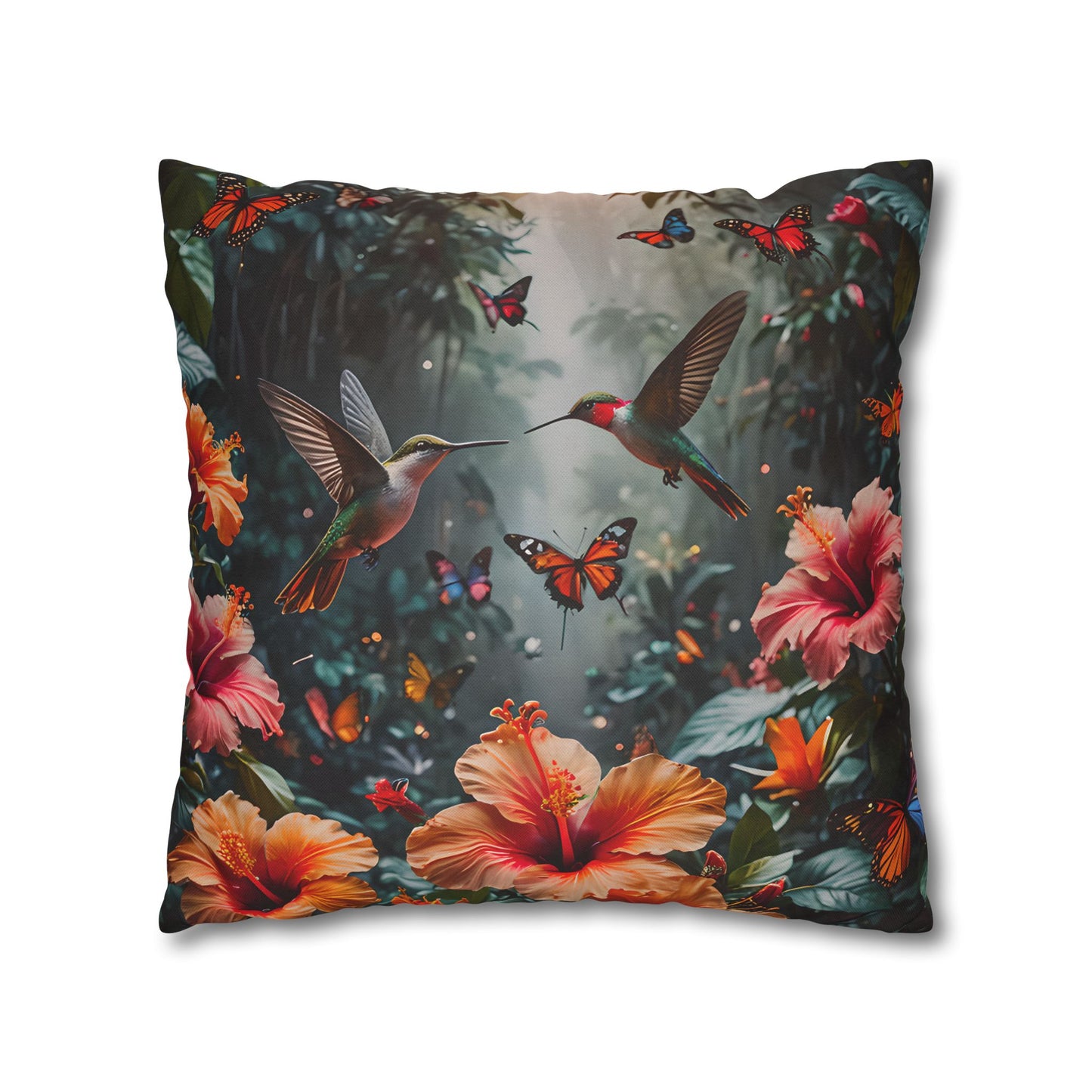 Hummingbird & Hibiscus Decorative Pillowcase