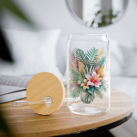 Tropical Floral Bouquet Sipper Glass