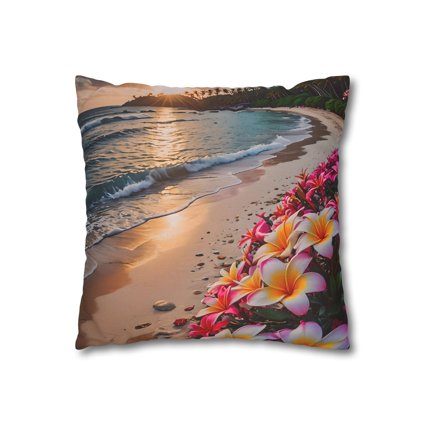 Plumeria Beach Sunset Pillowcase
