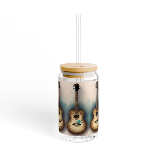 Retro Acoustic Guitar Sipper Glass