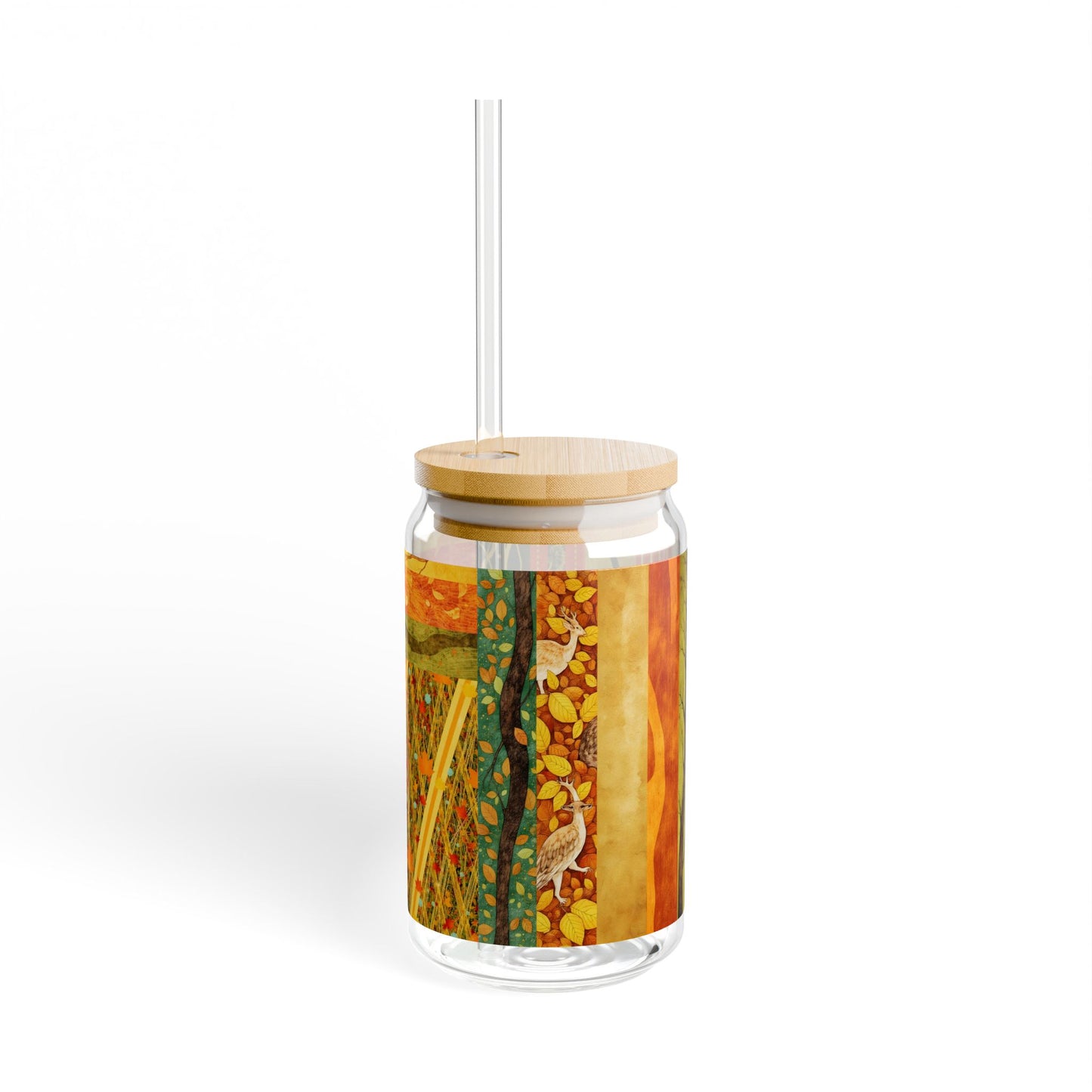 Autumn Abstract Pattern Sipper Glass