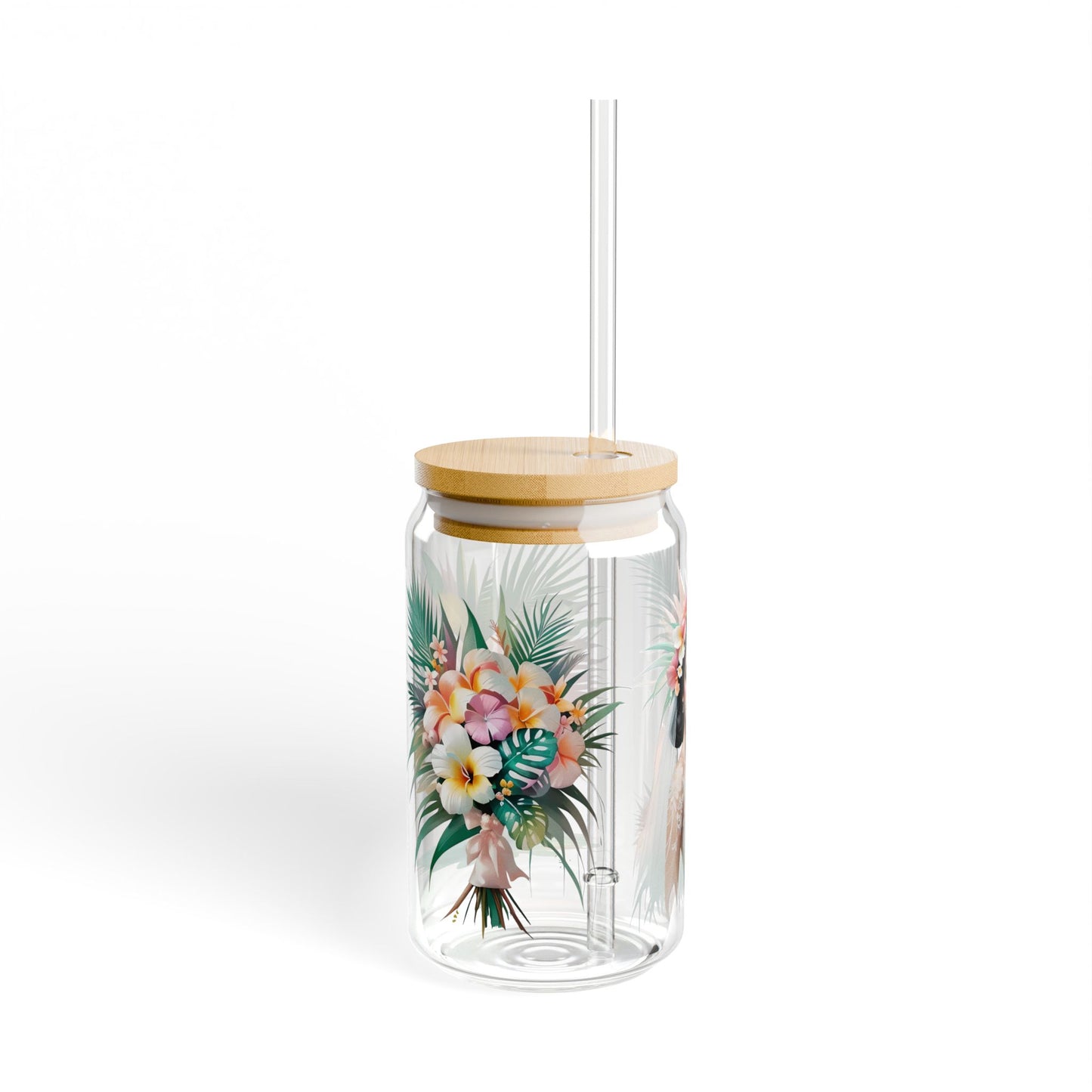 Tropical Floral Bride Sipper Glass