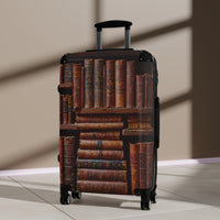 Vintage Book Collection on Shelf Cabin Suitcase