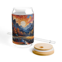 Autumn Mountain Sunset Art Sipper Glass