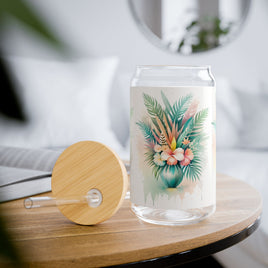 Tropical Floral Bouquet Sipper Glass