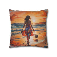 Sunset Beach Walk Pillowcase