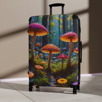 Vibrant Mushrooms in Rain Forest Cabin Suitcase