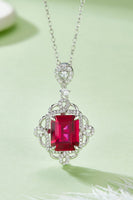 925 Sterling Silver Ruby Pendant Necklace
