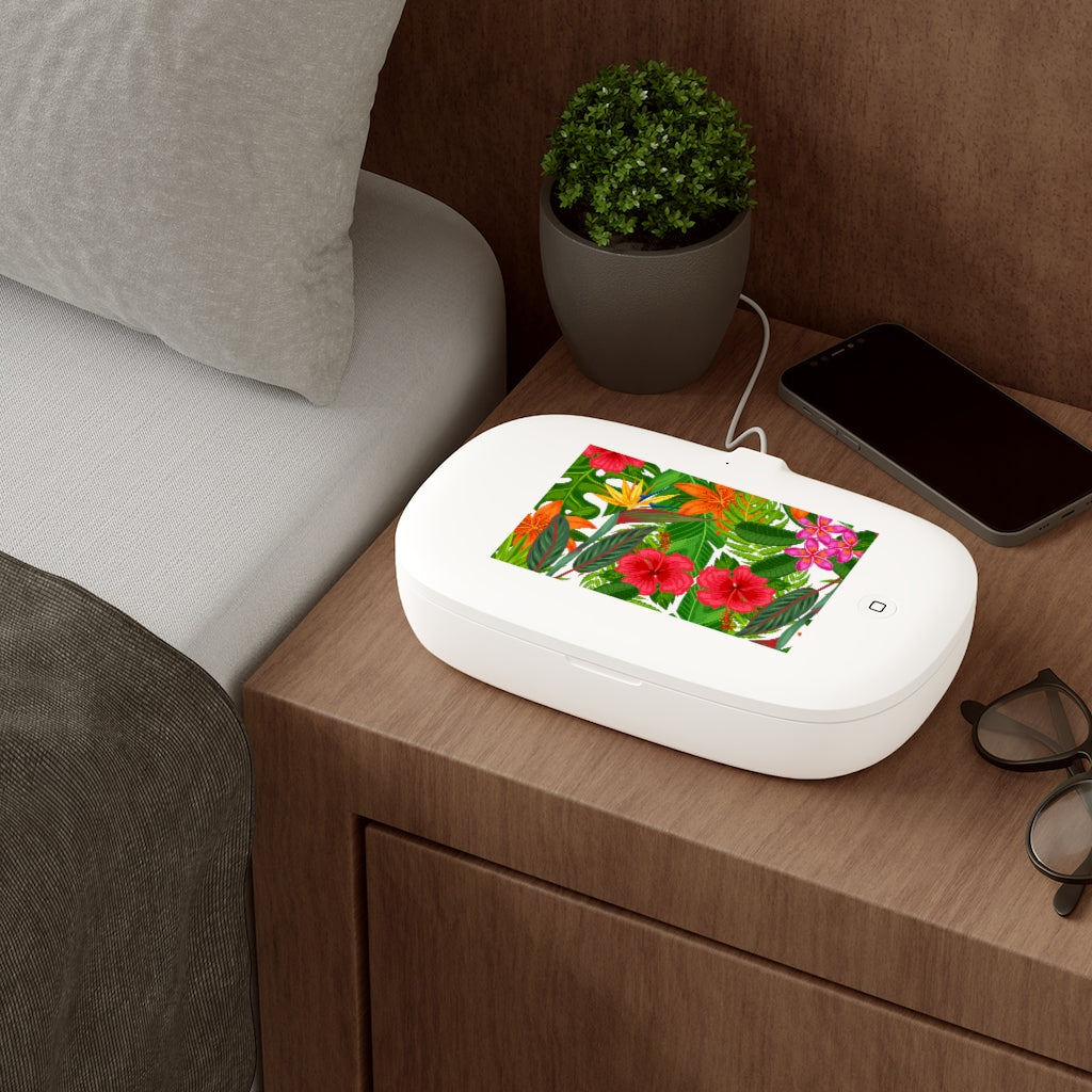 Tropical UV Phone Sanitizer and Wireless Charging Pad