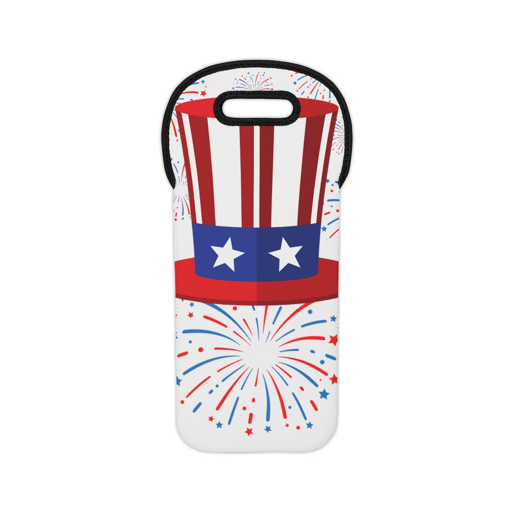 Stars and Stripes & Fireworks Wine Tote Bag