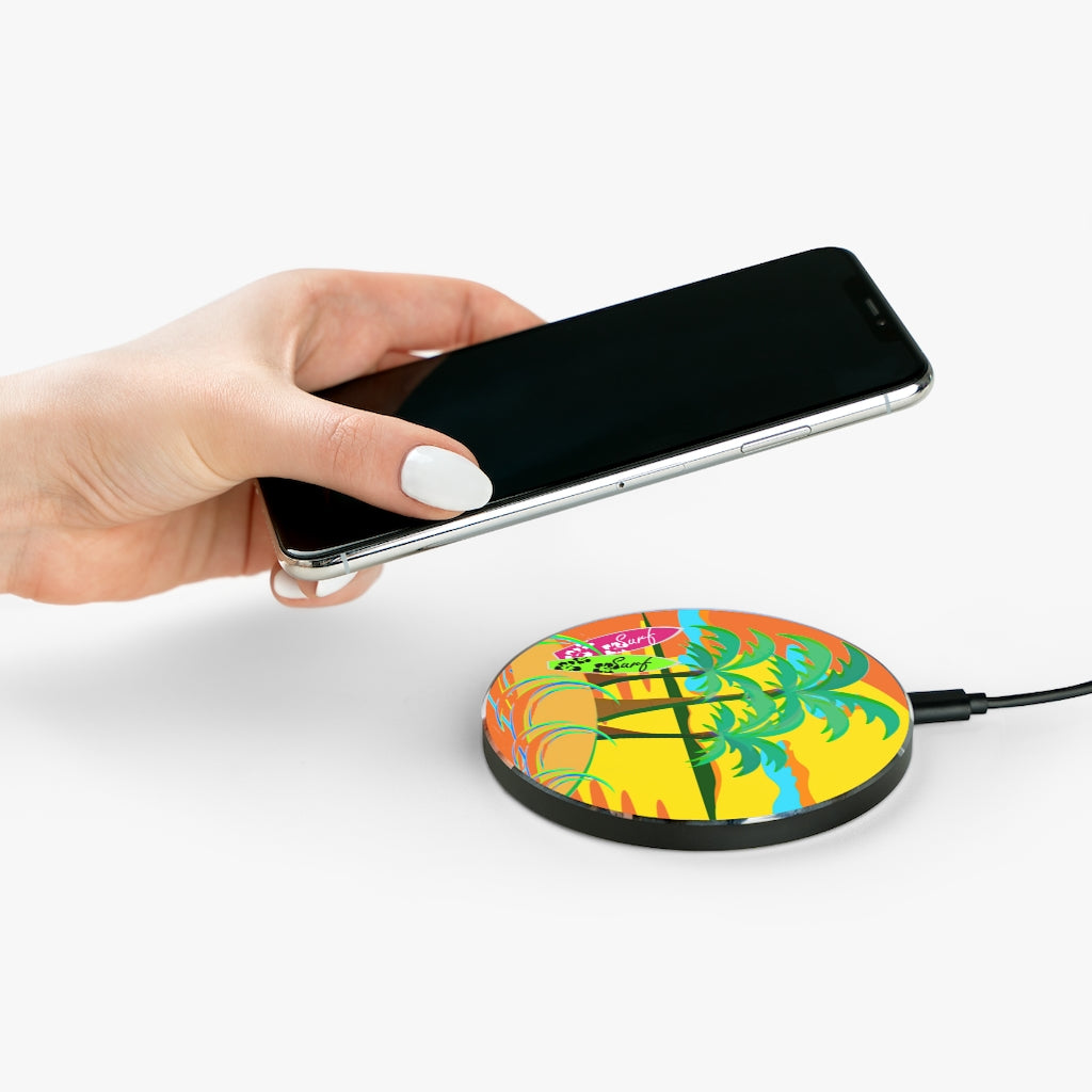 Retro Surfing Sunset Wireless Charger